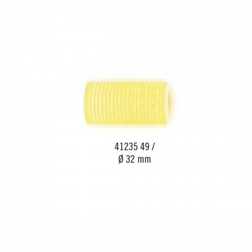 Bigodini capelli Sibel con velcro da 32 mm 12 pz giallo - 4123549