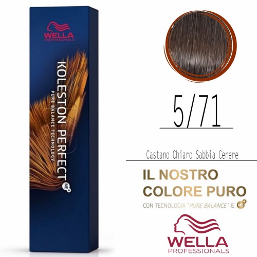 Vendita di Tinta capelli Wella Koleston Perfect Me+ castano chiaro sabbia cenere da 60 ml - 5/71 WELLA 