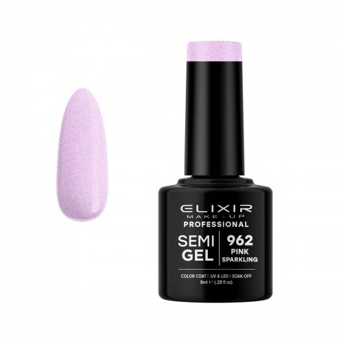 Vendita di Smalto unghie Elixir Semigel semipermanente da 8 ml - 962 Pink Sparkling ELIXIR 