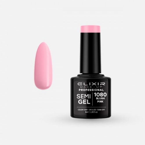 Smalto unghie Elixir Semigel semipermanente da 8 ml - 1080 Blush Pink