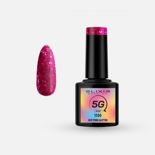 Vendita di Smalto unghie Elixir Semigel semipermanente da 8 ml - 1100 Hot Pink Glitter ELIXIR 